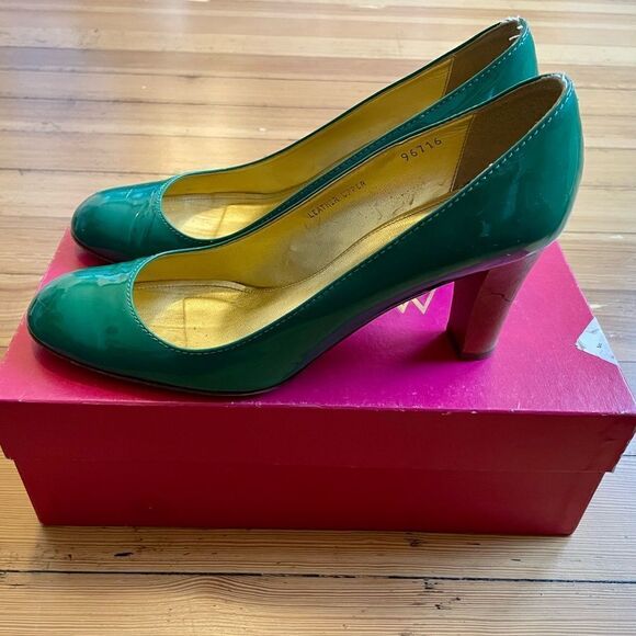 J. Crew patent leather midheels in bright peacock. Size 8.5z - Picture 2 of 14